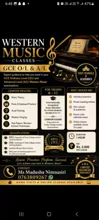Music class for grades 6- 11 GCE O/L & A/L