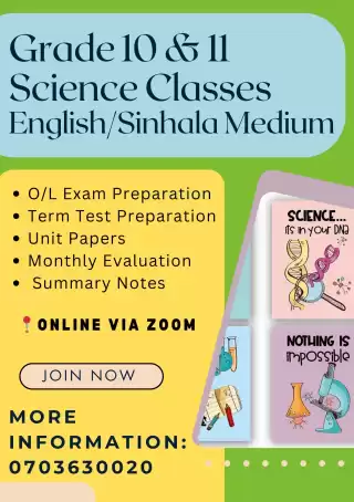 New Intake: Grade 10 & 11 Science Classes(English/Sinhala)