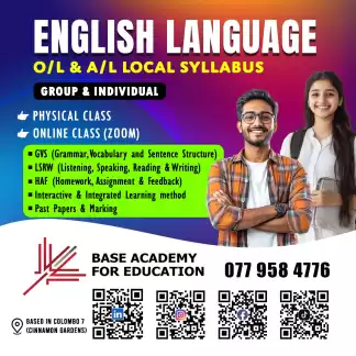 O/L & A/L English Language Class (Local) - Physical & Online