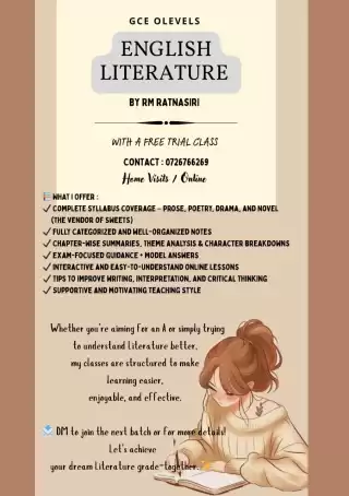 ✨ O/L English Literature Tuition – Online ✨