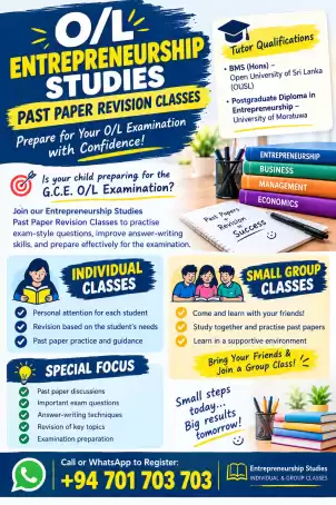 O/L ENTREPRENEURSHIP STUDIES – PAST PAPER REVISION CLASSES