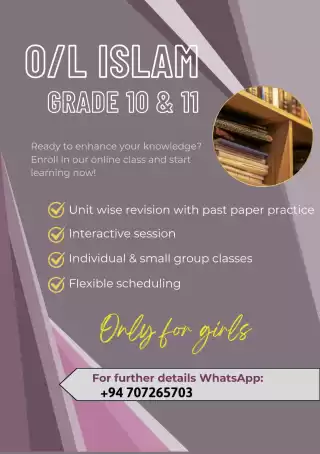 O/L Grade 10 & 11 English medium Islam