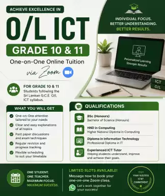 💻 O/L ICT Online Tuition – Grade 10 & 11 (Individual Classes Only)