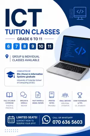 O/L ICT Tuition Classes for Grades 6–11