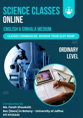 O/L SCIENCE CLASSES — ONLINE! English & Sinhala Medium