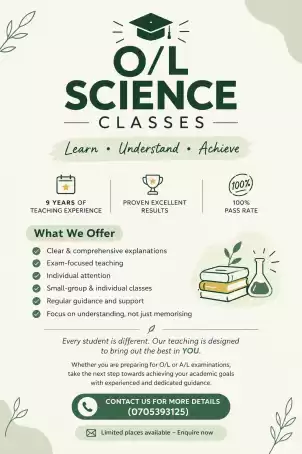 O/L Sciences Classes for English Medium