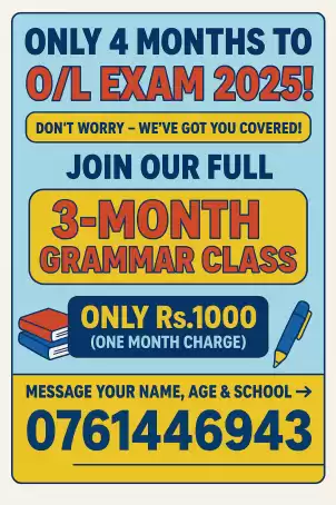 O/L Speed revision for any level studnets Sinhala and English medium ,Rs:1000 for a month
