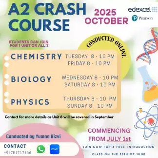 Oct 2025 Edexcel Crash course Biology, Physics, Chemistry