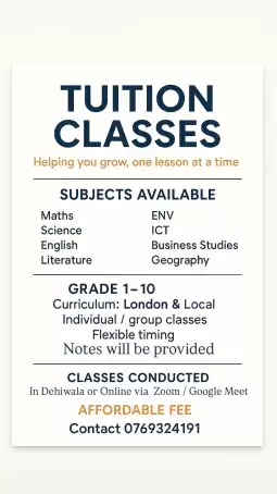 ONLINE AND PHYSICAL CLASS(kalubowila)