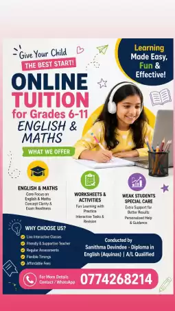 ONLINE CLASSES for Maths & English