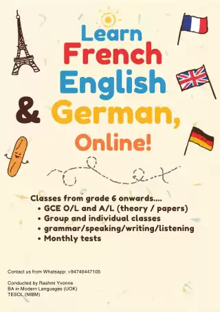 Online English, French and German classes