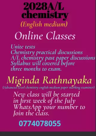 Online English mediuum Advanced level chemistry classes