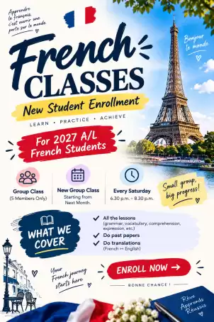 ONLINE FRENCH CLASS FOR 2027 STUDENTS