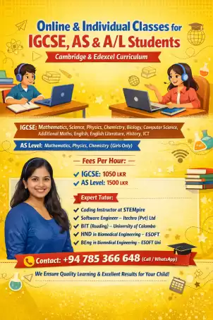 Online & Individual Classes for IGCSE, AS & A/L Students - Cambridge & Edexcel Curriculum