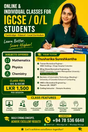 📙📙📙ONLINE & INDIVIDUAL CLASSES FOR IGCSE / O/L STUDENTS | 📙📙📙Cambridge • Edexcel • Local Curriculum📙📙📙