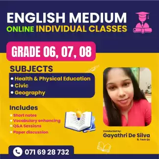 Online Individual English Medium classes - Grade 06, 07 & 08
