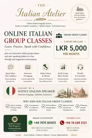 Online Italian Group Classes – LKR 5,000/month | Taught by a Native Italian Speaker