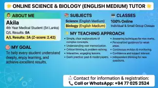 ONLINE SCIENCE & BIOLOGY (ENGLISH MEDIUM) TUTOR