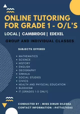 Online teaching Grade 1- o/l's in both mediums Edexel Cambridge Local