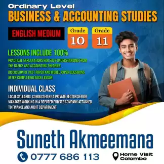 Paper Class for Business & Accounting Studies O/L 2026 – English Medium – Individual (Home Visits)