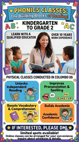 Phonics & Reading classes (Kindergarten- Grade 2)