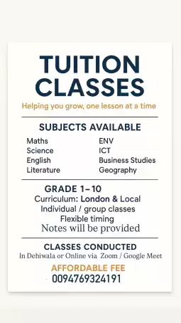 PHYSICAL(Kalubowila) and Online classes