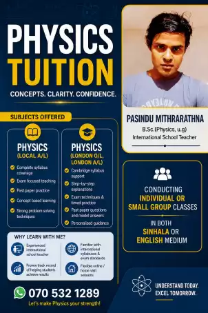 physics( local A/L), physics(london O/L,london A/L)