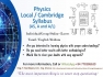 Physics  Local / Cambridge Syllabus  (AS, A and A/L)