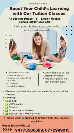 Primary Classes – English Medium (Home Visit | 💻 Online | 👩‍🏫 Group & Individual Classes)