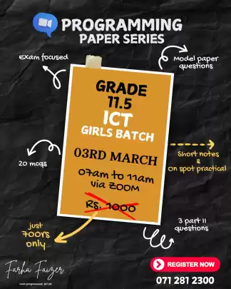 PROGRAMMING PAPER SERIES GRADE 11.5 ONLY FOR GIRLS