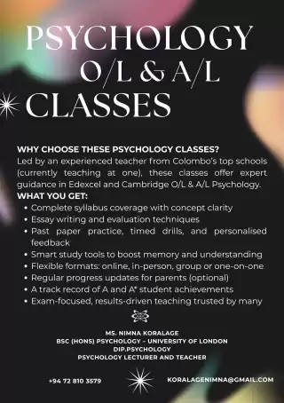 Psychology Classes- Edexcel & Cambridge, AS/AL/OL