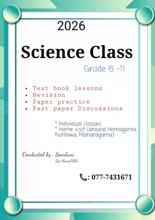 Science class for grade 6-11(O/L)
