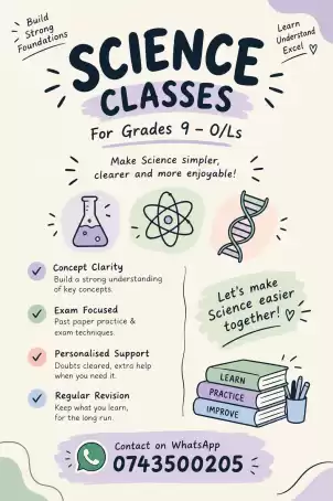 🔬 SCIENCE CLASSES | ENGLISH MEDIUM | GRADES 6 – O/Ls 📚