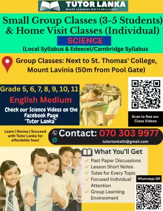 Science Classes (Small Group Classes 3-5 Students) and Individual Home Visit Classes