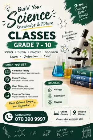 Science cls for Gr 6 to 10 students