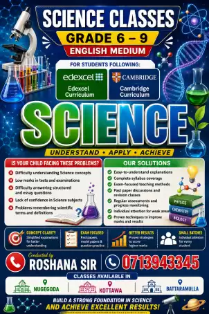 Science English Medium (Grade 6 to 9) and OL Science