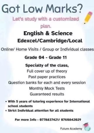Science/ English Online classes - Local/Cambridge/Edexcel