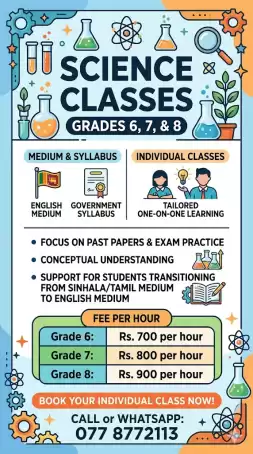 SCIENCE INDIVIDUAL CLASSES – GRADES 6, 7 & 8