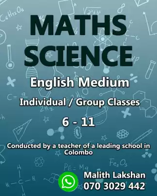 Science Maths English Medium Grades 6 - 11 Individual classes