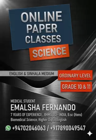 Science paper Classes for Grades 10& 11 English & Sinhala Medium