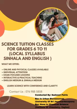 SCIENCE TUITION CLASSES FOR GRADES 6 TO 11