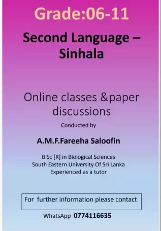 SINHALA SECOND LANGUAGE SINHALA SECOND LANGUAGE