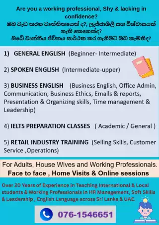 Spoken English, Business English, IELTS Training classes