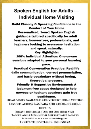 Spoken English classes for Adult beginners