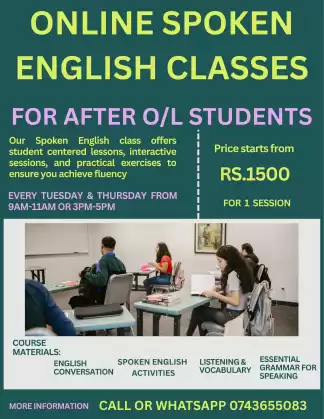 SPOKEN ENGLISH CLASSES FOR AFTER O/L STUDENTS