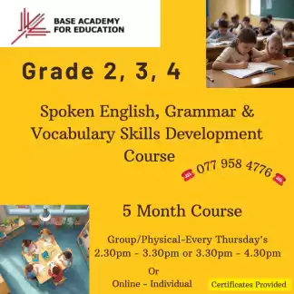 Spoken English, Grammar & Vocabulary Skills Development Course - For Grade 2, 3, 4 Children - 5 Month Course
