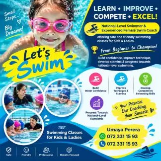 Swimming Classes for kids and Ladies