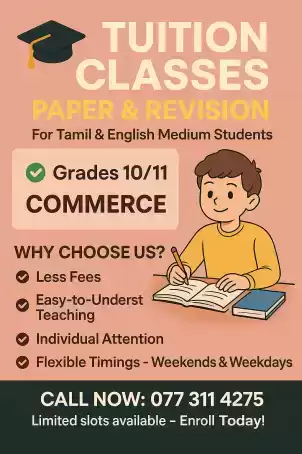 Tamil and English Medium Grade 10&11 Commerce Classes Online And Physical