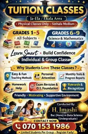 Tuition classes - Grade 1-5 (All subjects) Grade 6-9 (Maths & Science)