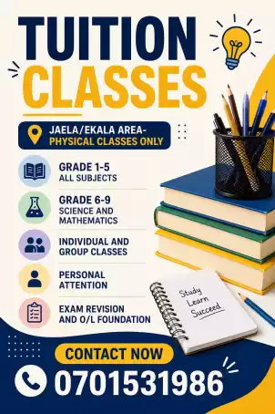 📚 **TUITION CLASSES** 📚 **Grade 1–5** — All Subjects **Grade 6–9** — Science & Mathematics